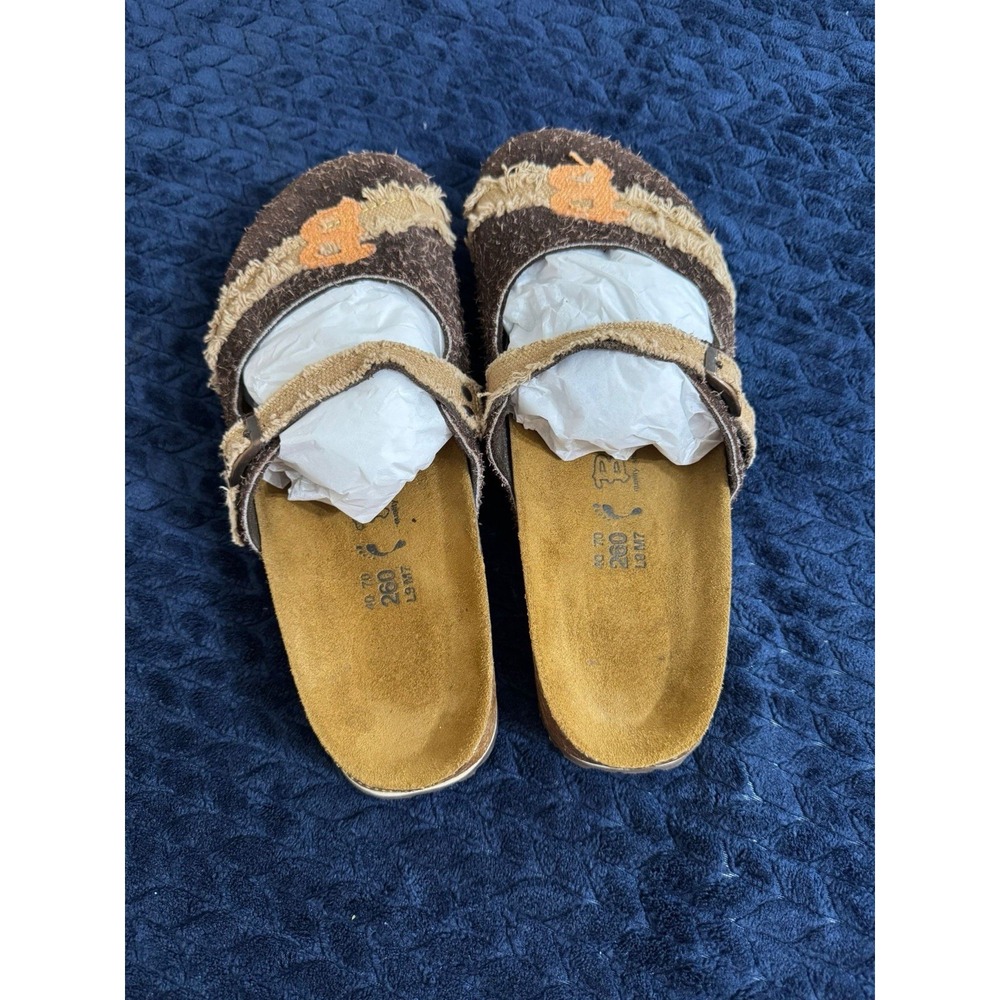 RARE‎ Birkenstock Birki's Brown Suede Khaki Canvas Clog Men's 7 - Picture 2 of 6